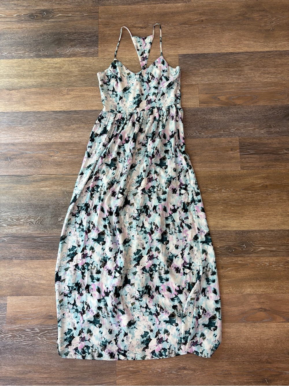 Parker maxi dress with side zipper geometric floral pattern size S